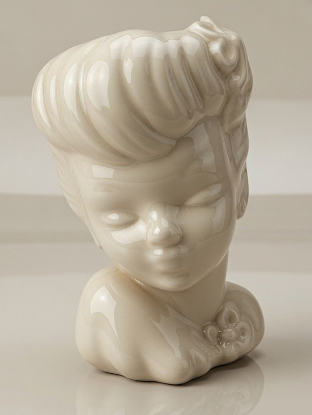 Vintage Rockabilly Woman’s Face with Flowers Vase